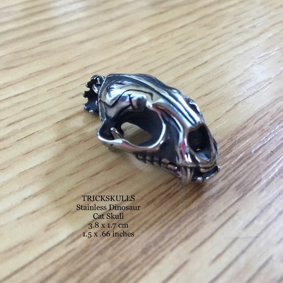 Sabre-Toothed Tiger Smilodon Big Cat Dinosaur Skull Stainless Pendant & Chain - Picture 9 of 13